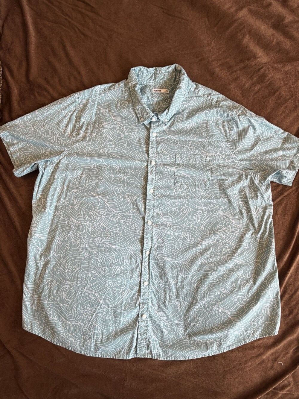 Sonoma Men's Light Blue White Geometric Short Sleeve Button-Up Shirt 4XB